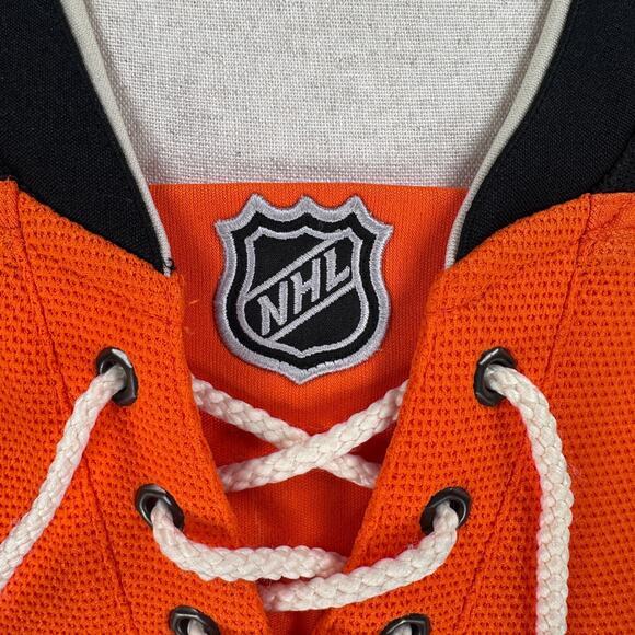 Reebok NHL Philadelphia Flyers Steve Mason #35 Jersey Men’s Large Orange Black - Picture 2 of 12